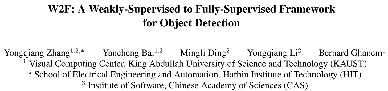 W2F: AWeakly-Supervised to Fully-Supervised Framework for Object Detection